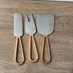 Copper and Silver Cheese Knife Set